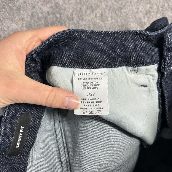 Judy Blue Jeans Womens 5/27 Skinny Fit Dark Wash Denim Stretch Raw Hem - Picture 10 of 10